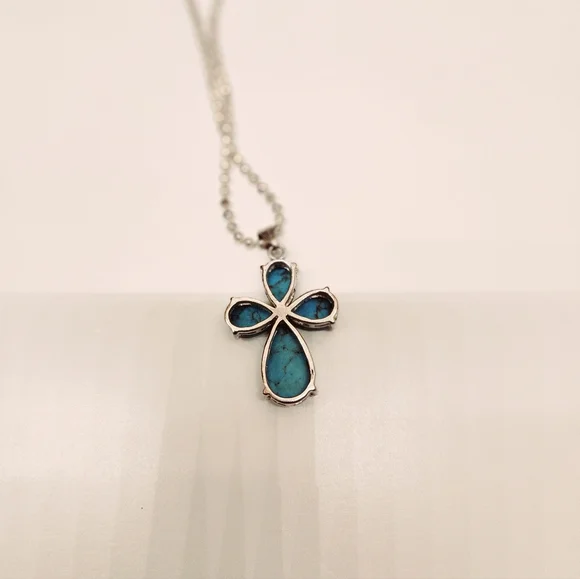 $3/25 Authentic Turquoise Cross Pendant - Picture 4 of 5
